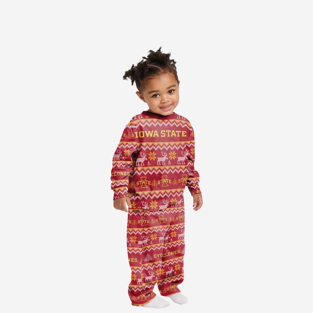 Iowa State Cyclones Toddler Ugly Pattern Family Holiday Pajamas FOCO 2T - FOCO.com
