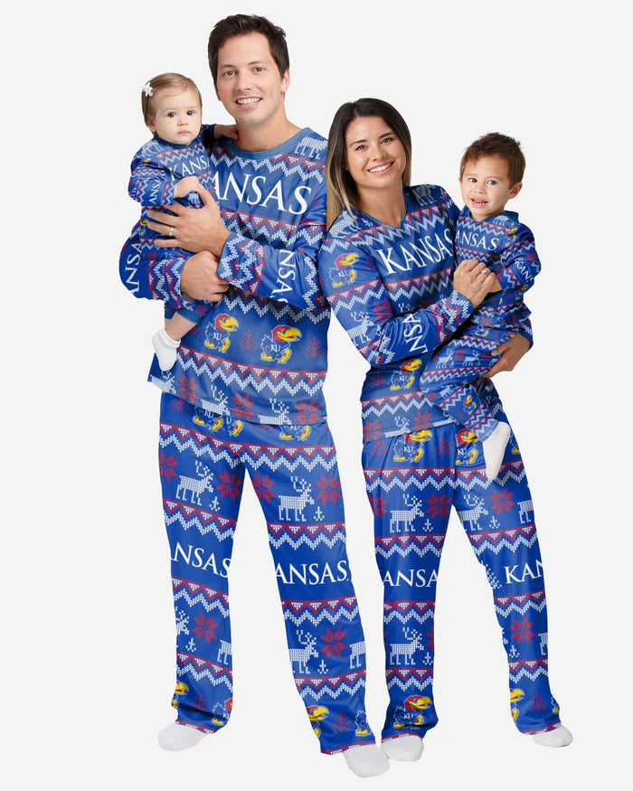 Kansas Jayhawks Toddler Ugly Pattern Family Holiday Pajamas FOCO - FOCO.com