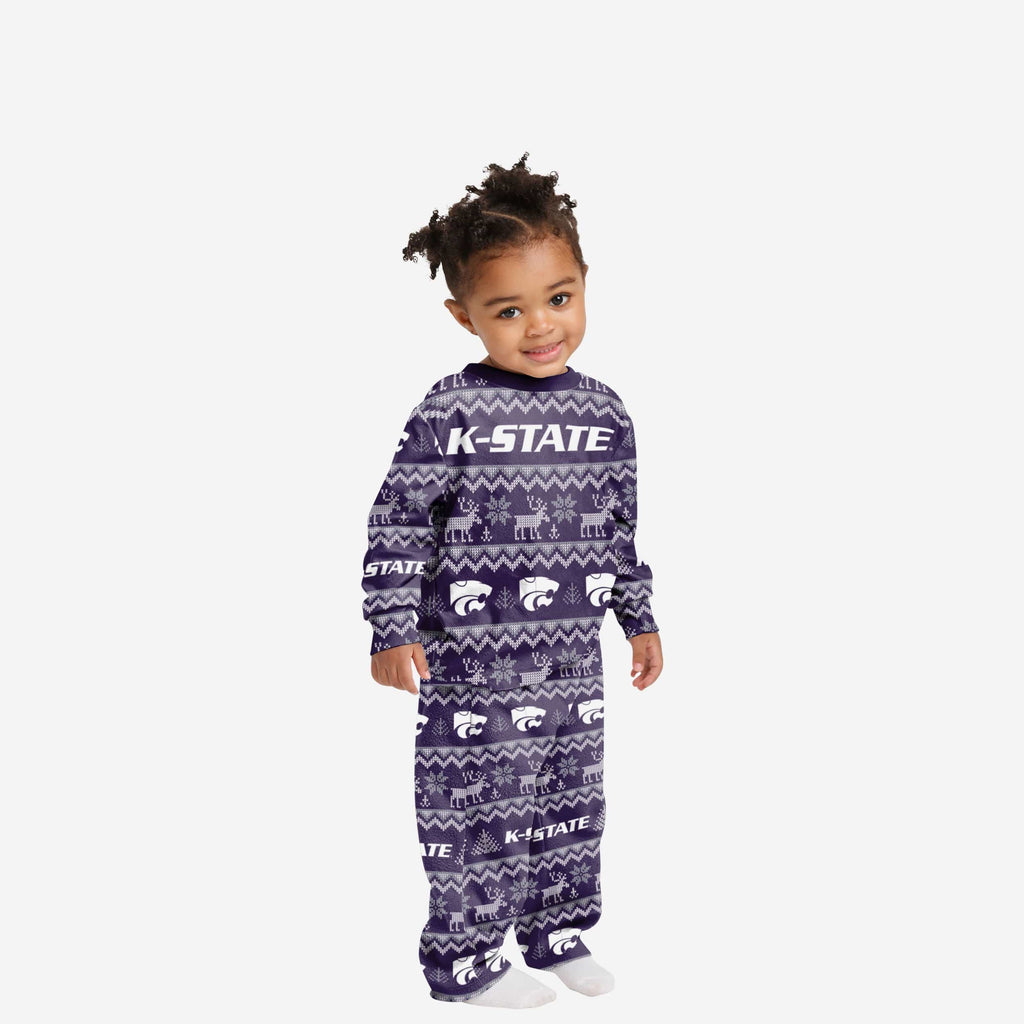 Kansas State Wildcats Toddler Ugly Pattern Family Holiday Pajamas FOCO 2T - FOCO.com