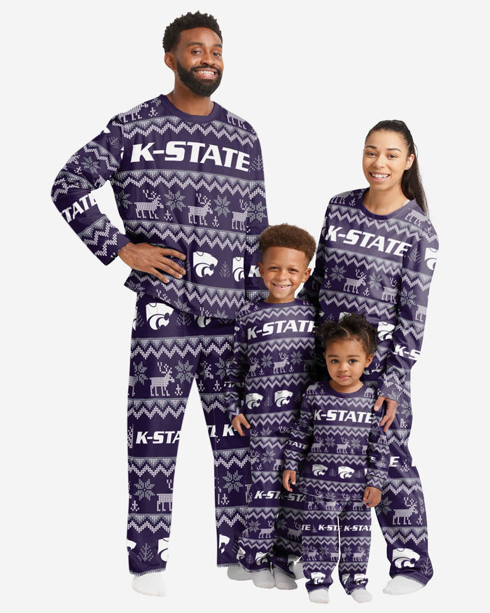 Kansas State Wildcats Toddler Ugly Pattern Family Holiday Pajamas FOCO - FOCO.com