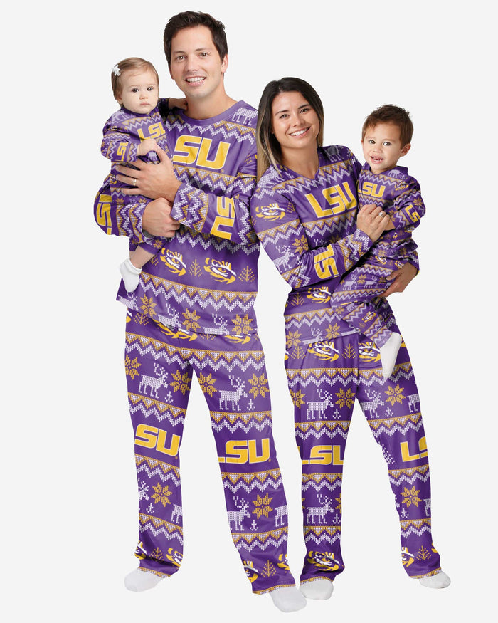 LSU Tigers Toddler Ugly Pattern Family Holiday Pajamas FOCO - FOCO.com