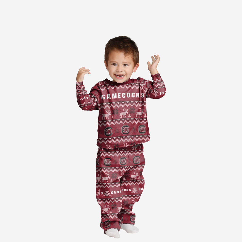 South Carolina Gamecocks Toddler Ugly Pattern Family Holiday Pajamas FOCO 2T - FOCO.com