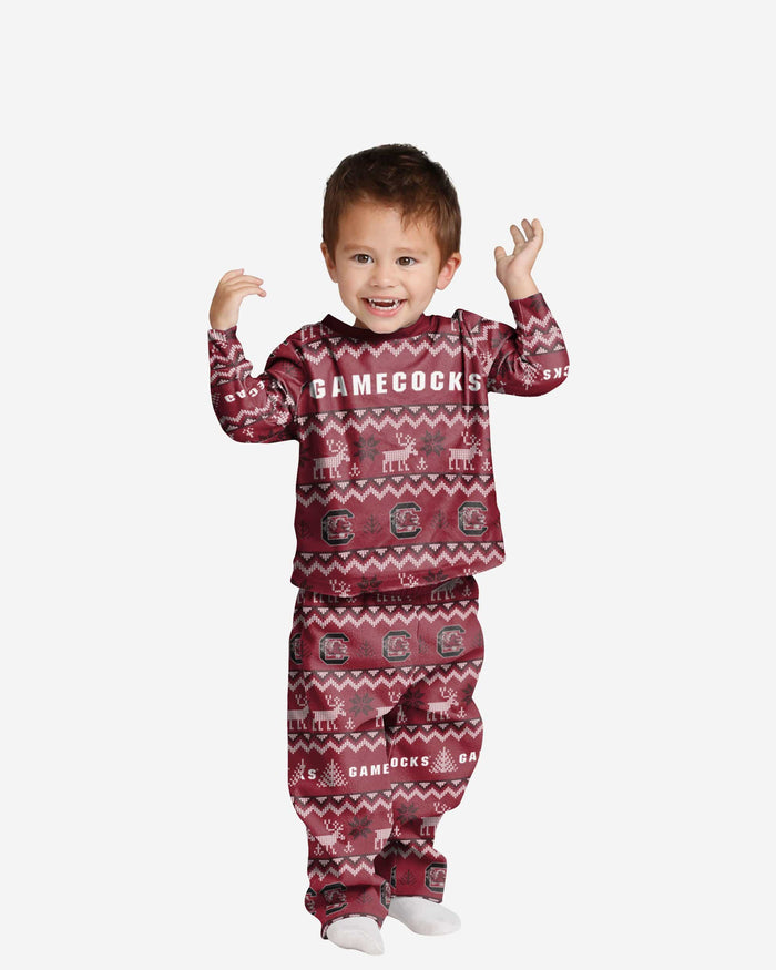 South Carolina Gamecocks Toddler Ugly Pattern Family Holiday Pajamas FOCO 2T - FOCO.com