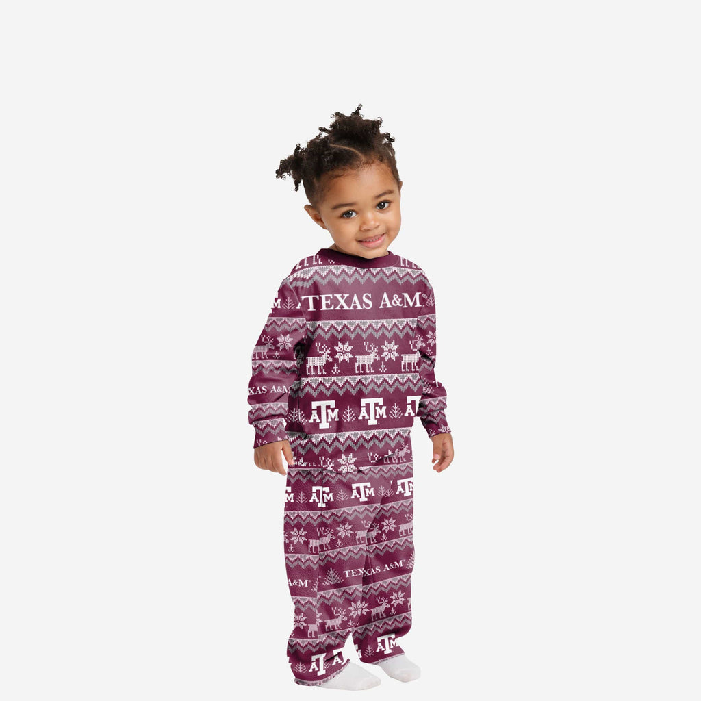 Texas A&M Aggies Toddler Ugly Pattern Family Holiday Pajamas FOCO 2T - FOCO.com
