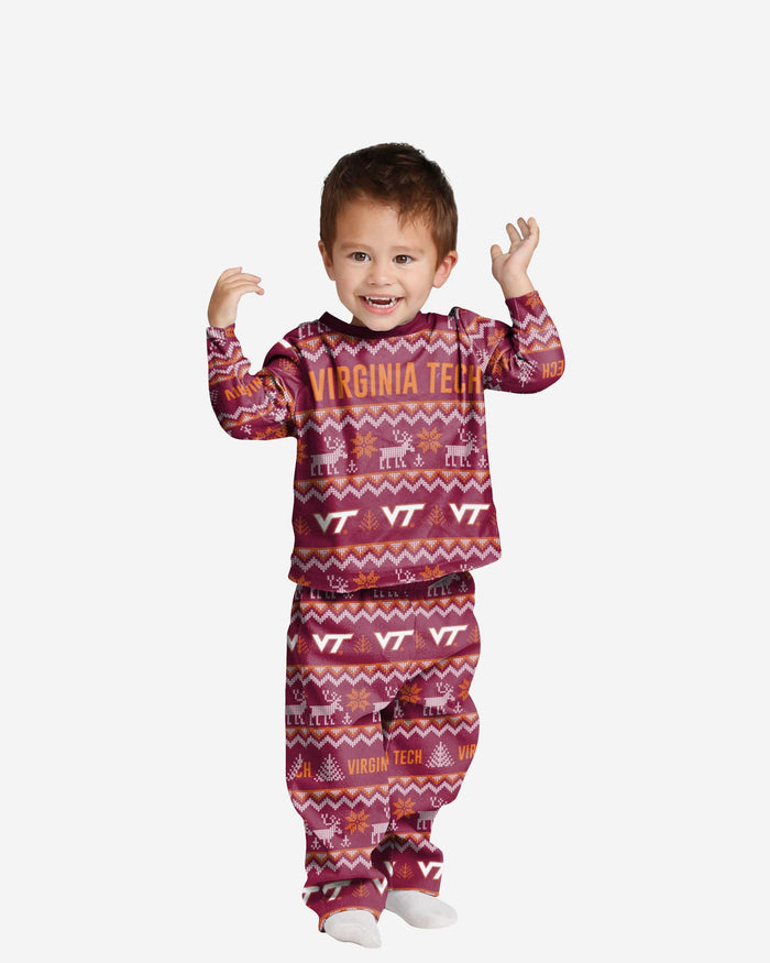 Virginia Tech Hokies Toddler Ugly Pattern Family Holiday Pajamas FOCO 2T - FOCO.com