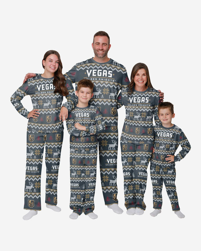 Vegas Golden Knights Youth Ugly Pattern Family Holiday Pajamas FOCO - FOCO.com