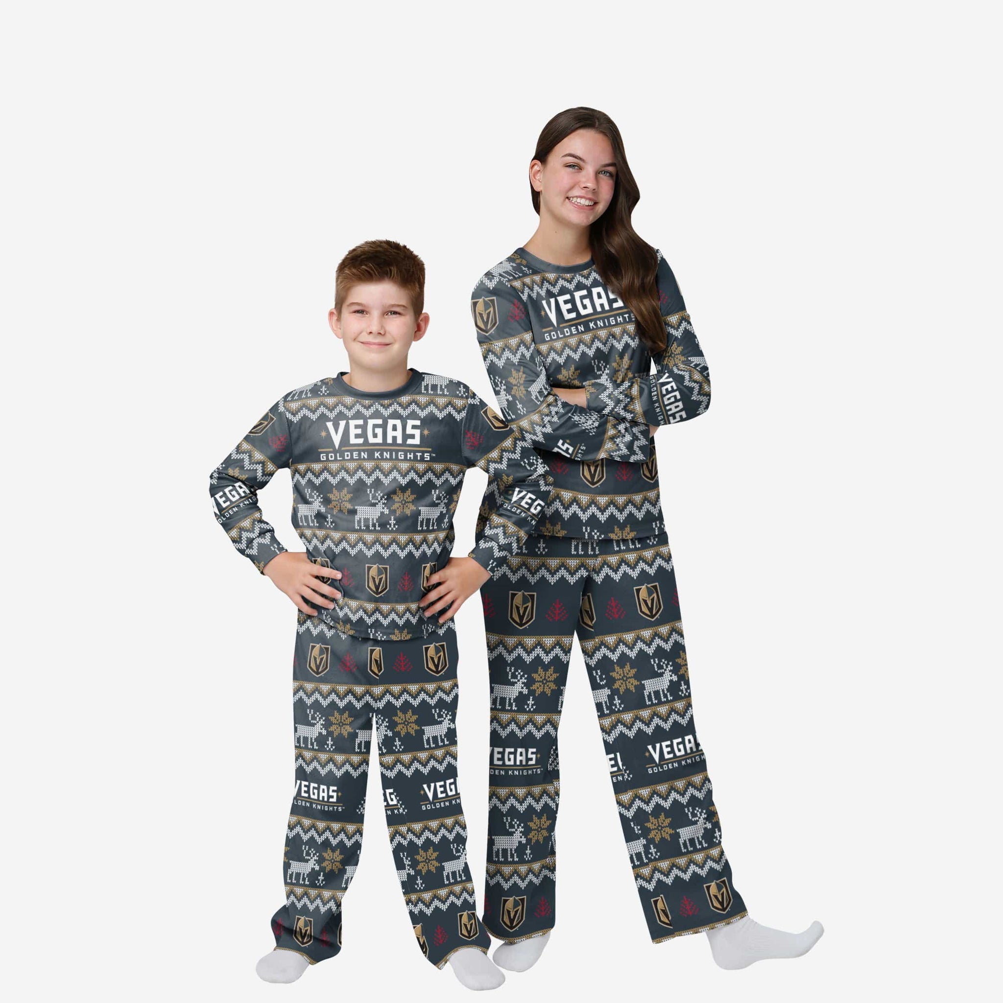 FOCO Vegas Golden Knights NHL Ugly Pattern Family Holiday Pajamas