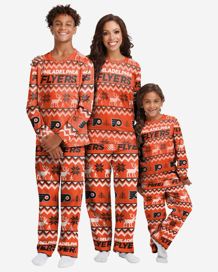 Philadelphia Flyers Youth Ugly Pattern Family Holiday Pajamas FOCO - FOCO.com