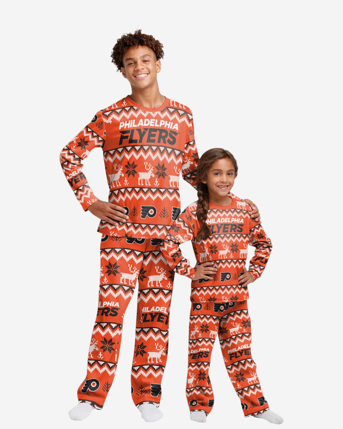 Philadelphia Flyers Youth Ugly Pattern Family Holiday Pajamas FOCO 4 - FOCO.com