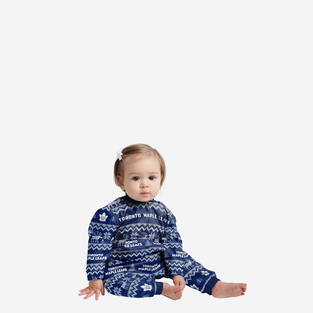 Toronto Maple Leafs Infant Ugly Pattern Family Holiday Pajamas FOCO 12 mo - FOCO.com