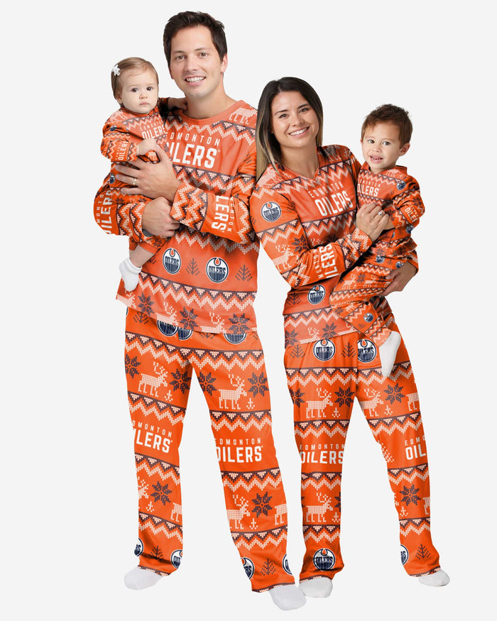 Edmonton Oilers Toddler Ugly Pattern Family Holiday Pajamas FOCO - FOCO.com