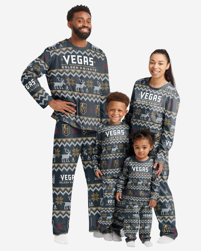 Vegas Golden Knights Toddler Ugly Pattern Family Holiday Pajamas FOCO - FOCO.com