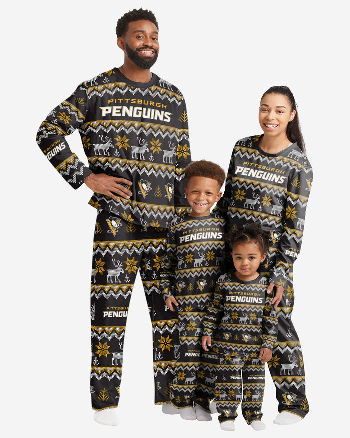 Pittsburgh Penguins Toddler Ugly Pattern Family Holiday Pajamas FOCO - FOCO.com