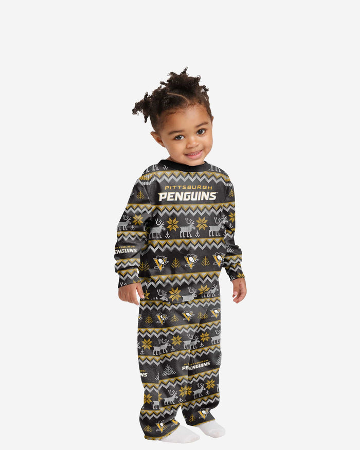 Pittsburgh Penguins Toddler Ugly Pattern Family Holiday Pajamas FOCO 2T - FOCO.com