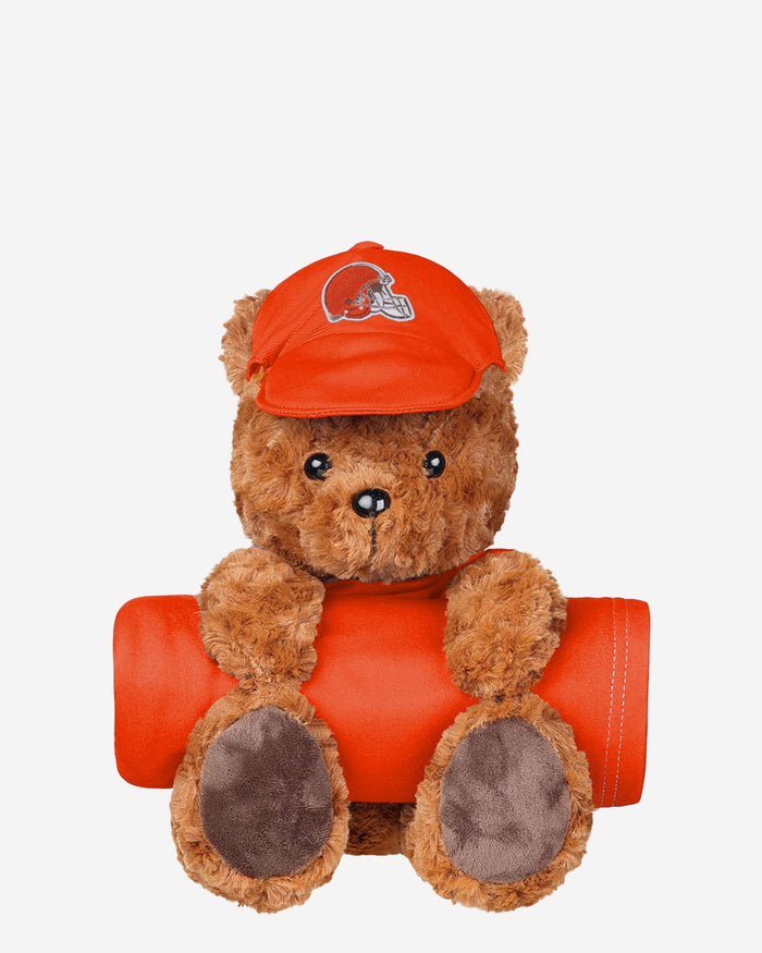 Cleveland Browns Throw Blanket With Plush Bear FOCO - FOCO.com