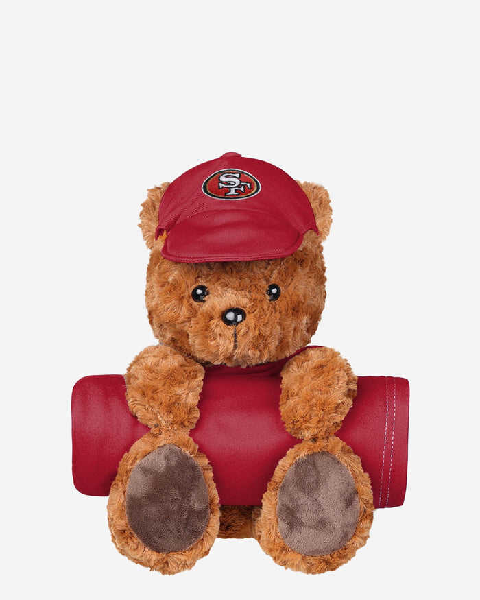 San Francisco 49ers Throw Blanket With Plush Bear FOCO - FOCO.com