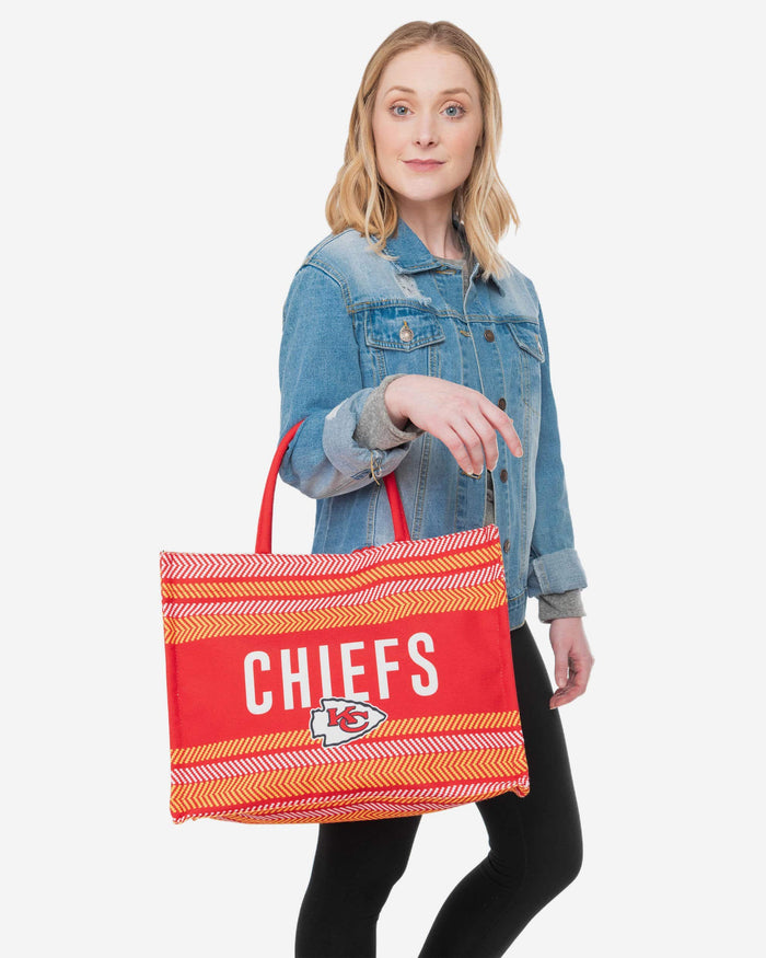 Kansas City Chiefs Stitch Pattern Canvas Tote Bag FOCO - FOCO.com