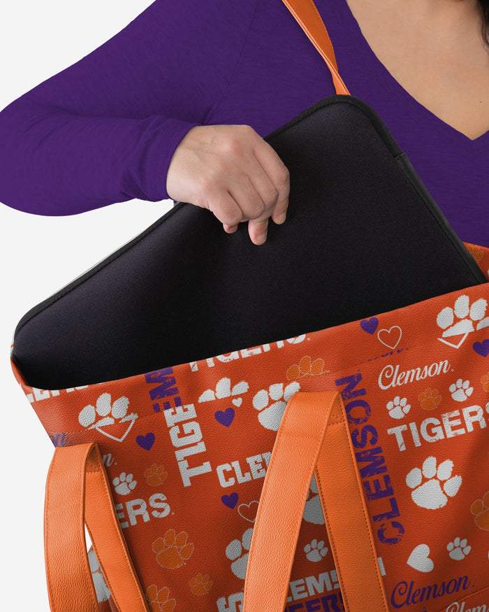 Clemson Tigers Logo Love Tote Bag FOCO - FOCO.com