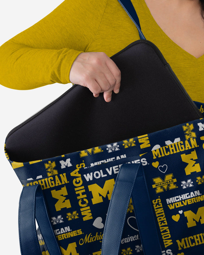 Michigan Wolverines Logo Love Tote Bag FOCO - FOCO.com