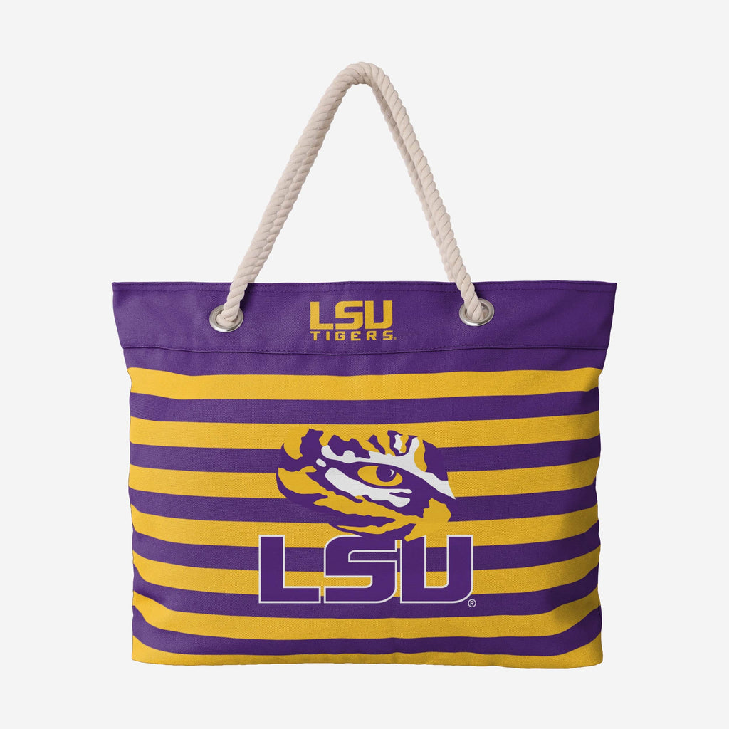 LSU Tigers Nautical Stripe Tote Bag FOCO - FOCO.com
