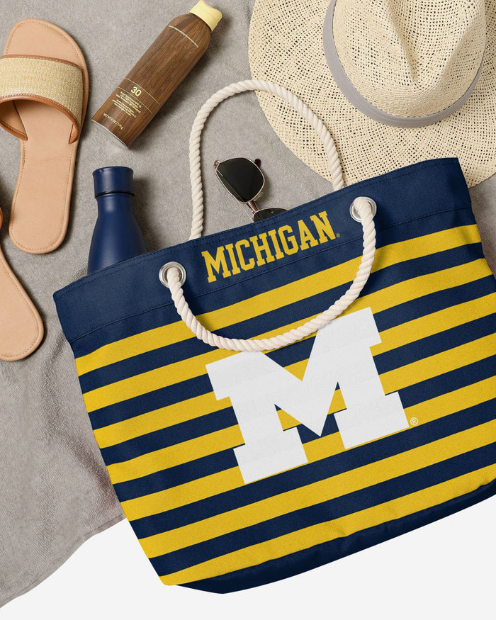 Michigan Wolverines Nautical Stripe Tote Bag FOCO - FOCO.com