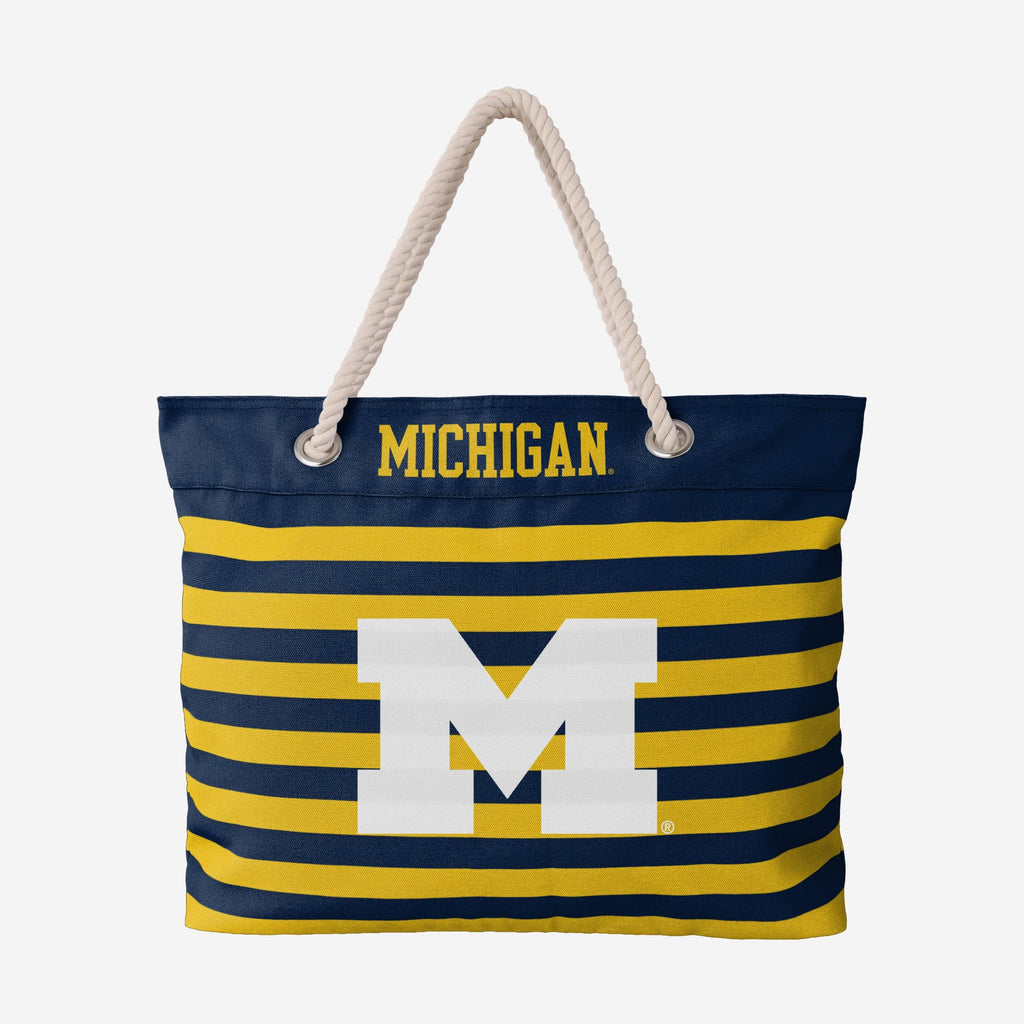 Michigan Wolverines Nautical Stripe Tote Bag FOCO - FOCO.com