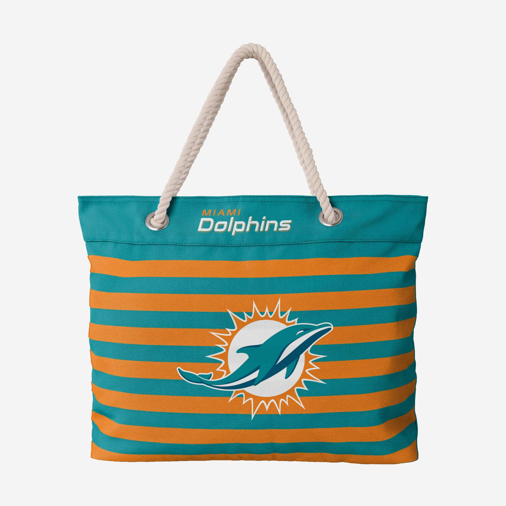Miami Dolphins Nautical Stripe Tote Bag FOCO - FOCO.com