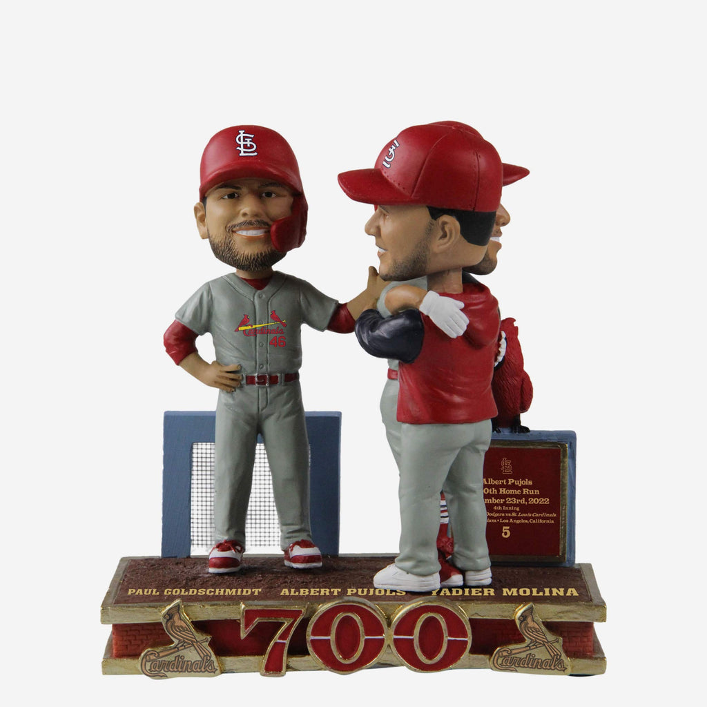 Albert Pujols & Yadier Molina & Paul Goldschmidt St Louis Cardinals 700 Home Run Moment Mini Bobblehead Scene FOCO - FOCO.com