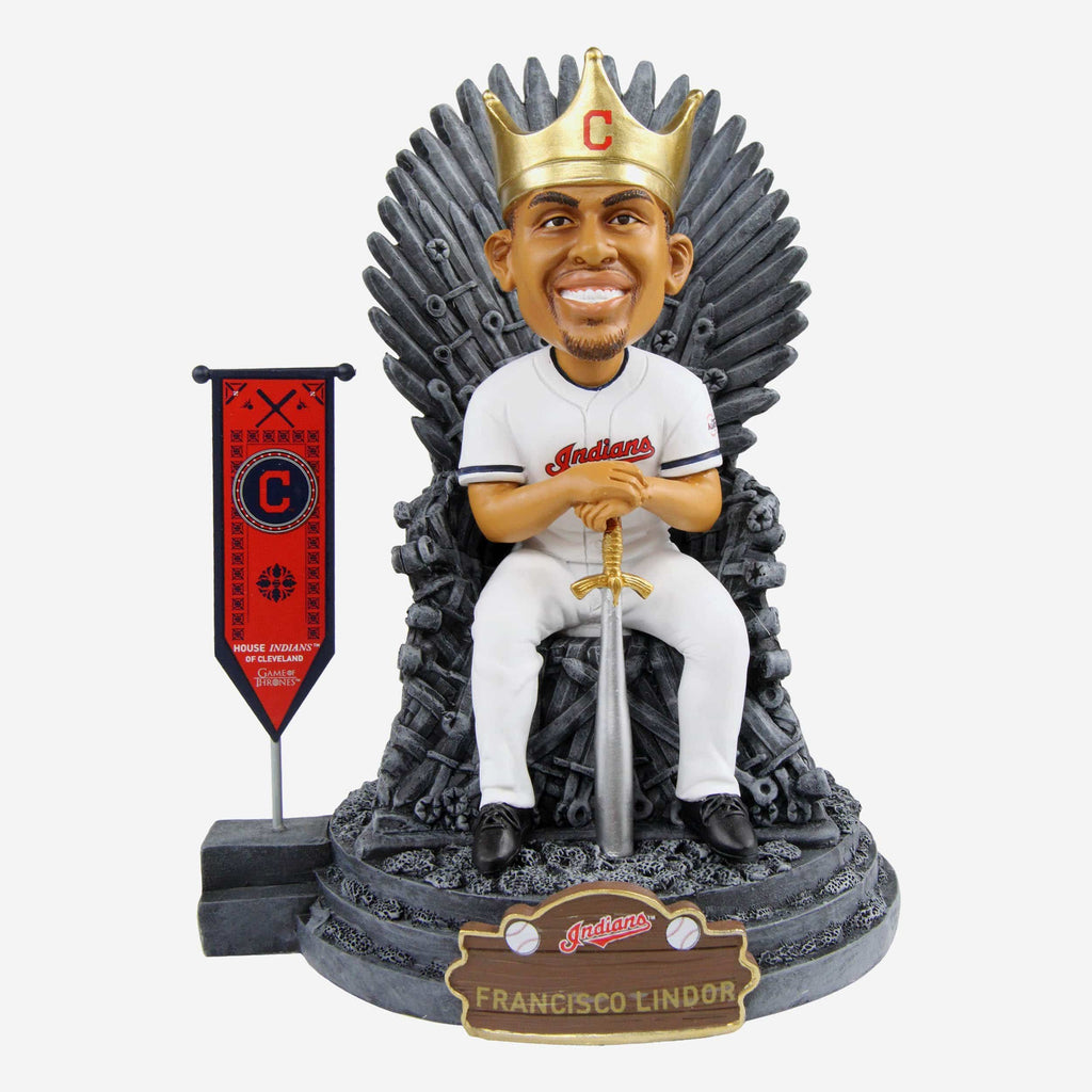 Game of Thrones™ Cleveland Guardians Francisco Lindor Iron Throne Bobblehead FOCO - FOCO.com