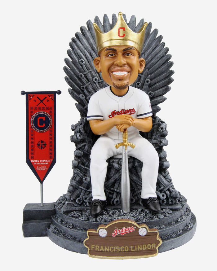 Game of Thrones™ Cleveland Guardians Francisco Lindor Iron Throne Bobblehead FOCO - FOCO.com