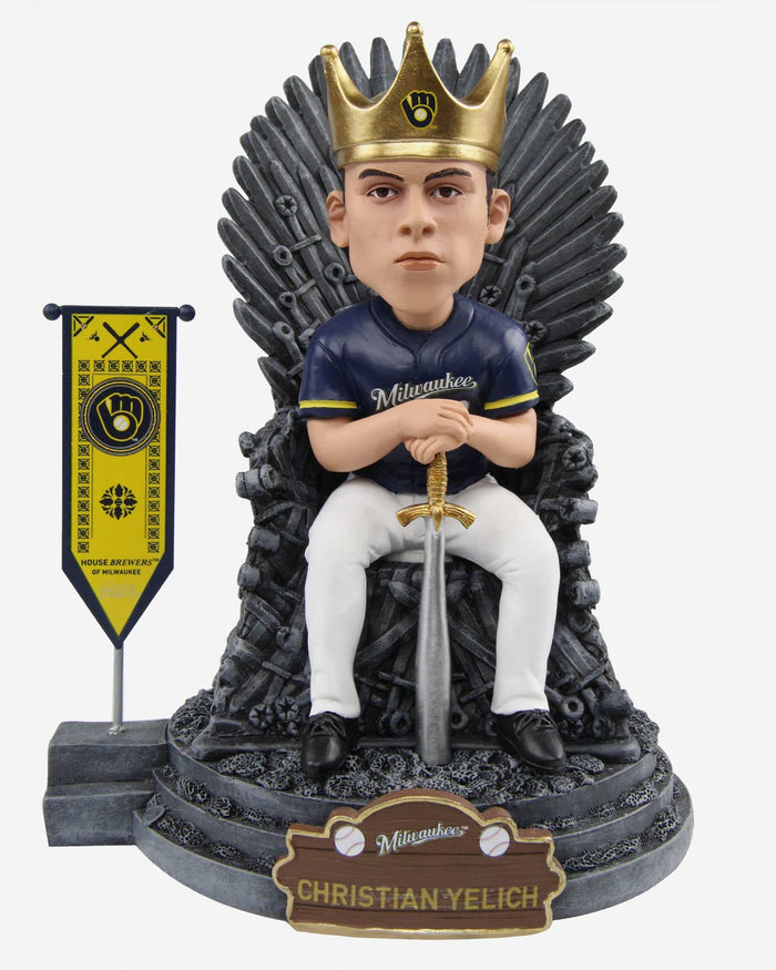 Game of Thrones™ Milwaukee Brewers Christian Yelich Iron Throne Bobblehead FOCO - FOCO.com