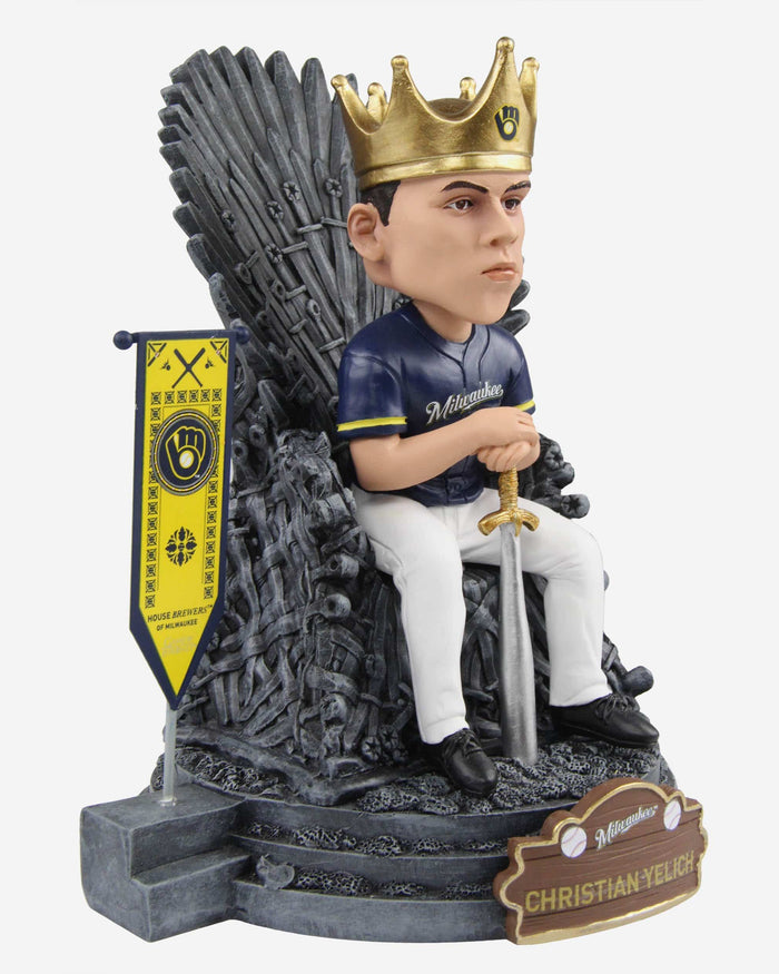 Game of Thrones™ Milwaukee Brewers Christian Yelich Iron Throne Bobblehead FOCO - FOCO.com