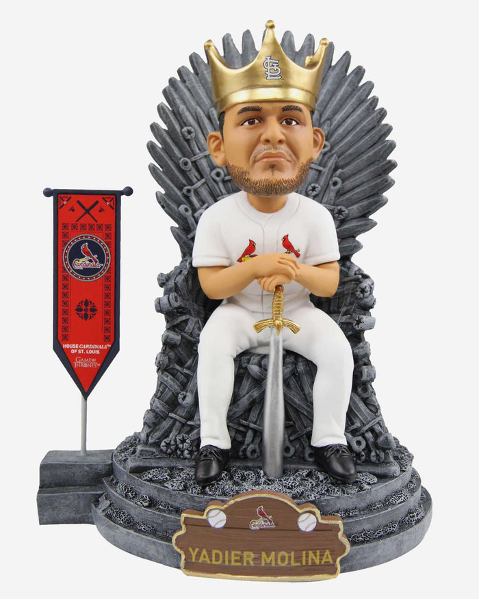 Game of Thrones™ St Louis Cardinals Yadier Molina Iron Throne Bobblehead FOCO - FOCO.com