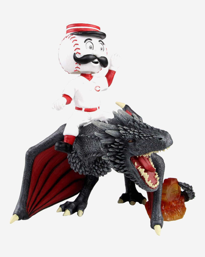 Game of Thrones™ Cincinnati Reds Mr Redlegs Mascot On Fire Dragon Bobblehead FOCO - FOCO.com
