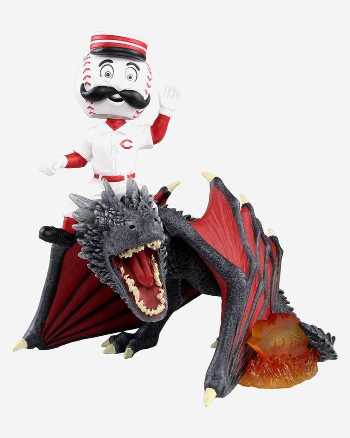 Game of Thrones™ Cincinnati Reds Mr Redlegs Mascot On Fire Dragon Bobblehead FOCO - FOCO.com