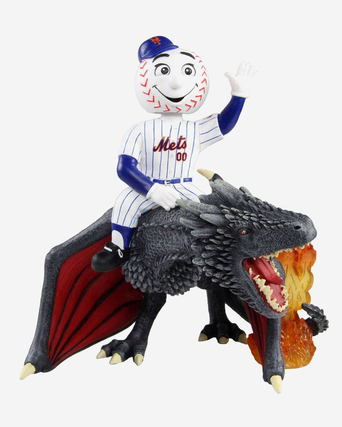 Game of Thrones™ New York Mets Mr Met Mascot On Fire Dragon Bobblehead FOCO - FOCO.com