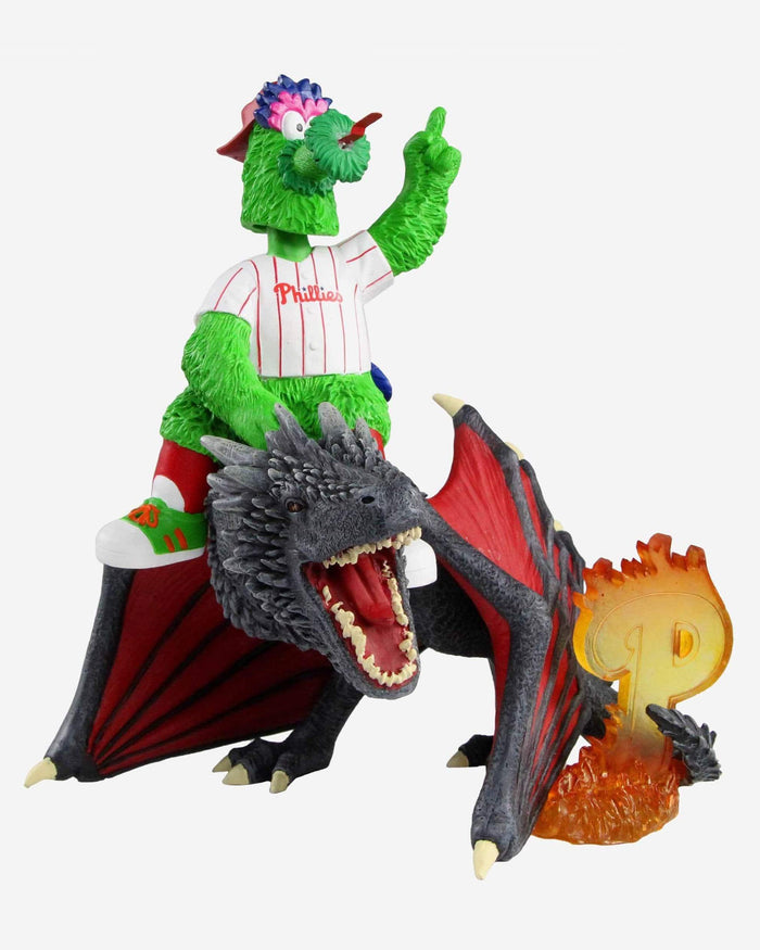 Philadelphia Phillies Phillie Phanatic Game Of Thrones Mascot On Fire Dragon Bobblehead FOCO - FOCO.com