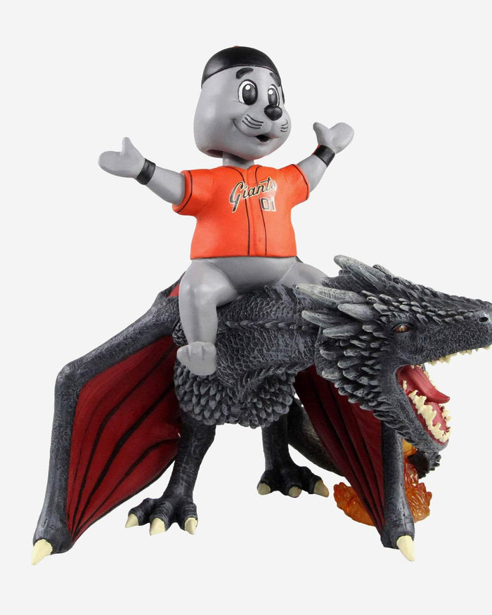 Game of Thrones™ San Francisco Giants Lou Seal Mascot On Fire Dragon Bobblehead FOCO - FOCO.com
