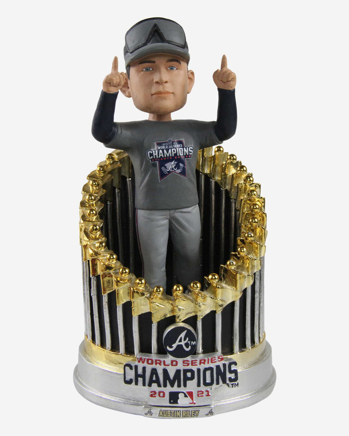 Austin Riley Atlanta Braves 2021 World Series Champions Player In Trophy Bobblehead FOCO - FOCO.com