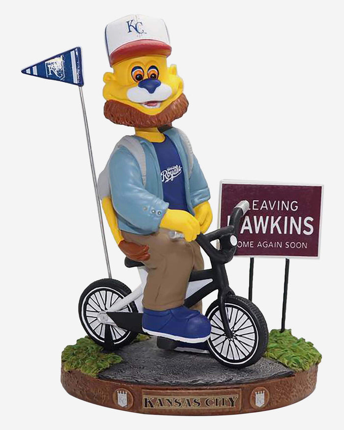 Sluggerrr Kansas City Royals Stranger Things Mascot On Bike Bobblehead FOCO - FOCO.com