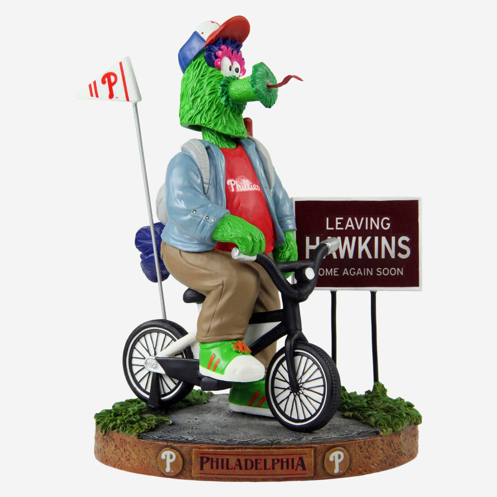 Phillie Phanatic Philadelphia Phillies Stranger Things Mascot On Bike Bobblehead FOCO - FOCO.com