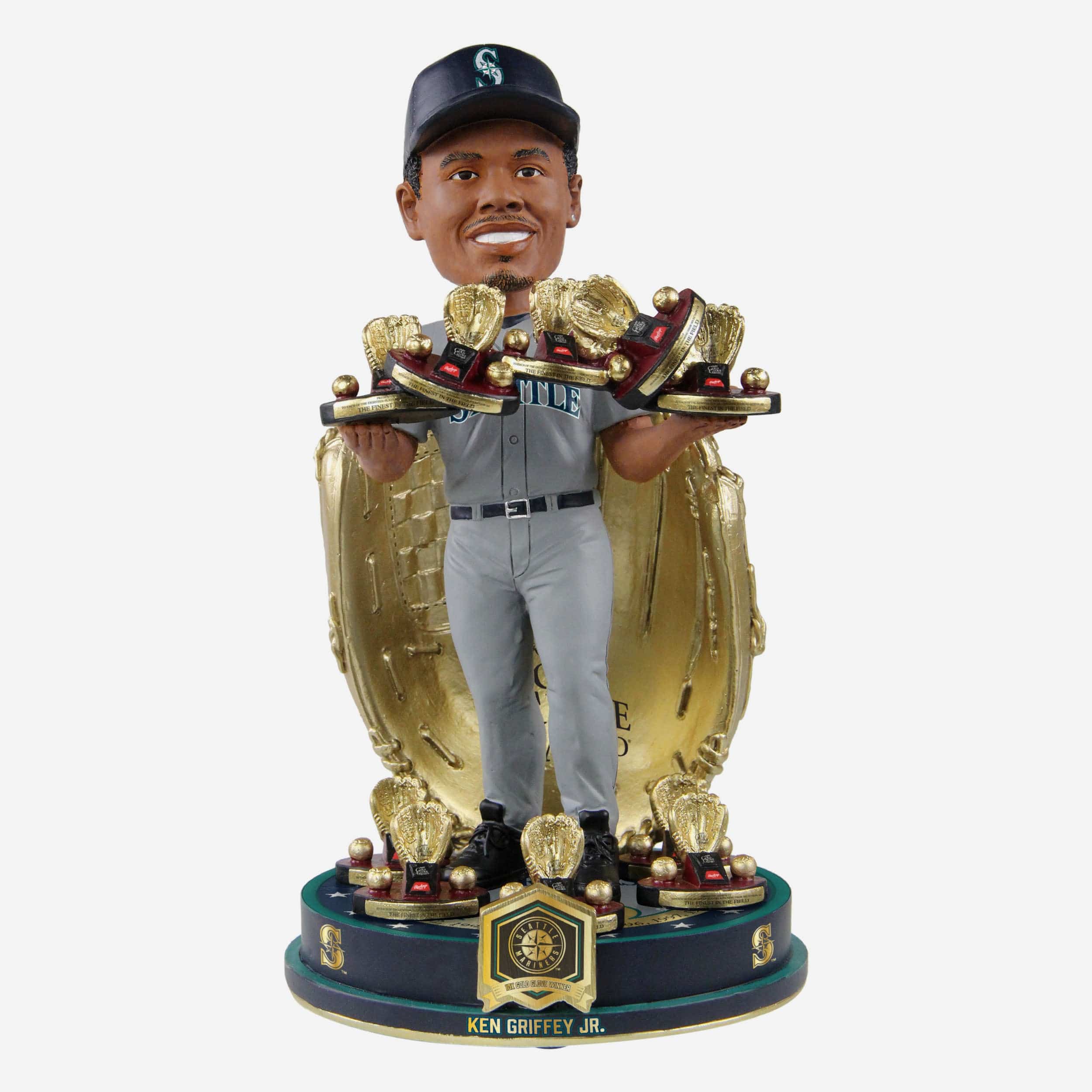 Ken Griffey Jr Seattle Mariners 10X Gold Glove Bobblehead FOCO