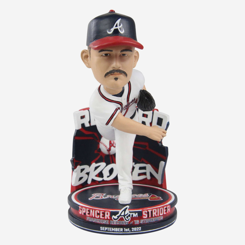 Spencer Strider Atlanta Braves 16 Strikeout Franchise Record Bobblehead FOCO - FOCO.com