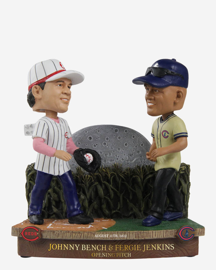 Johnny Bench & Fergie Jenkins Cincinnati Reds & Chicago Cubs 2022 Dyersville Cornfield First Pitch Dual Bobblehead FOCO - FOCO.com
