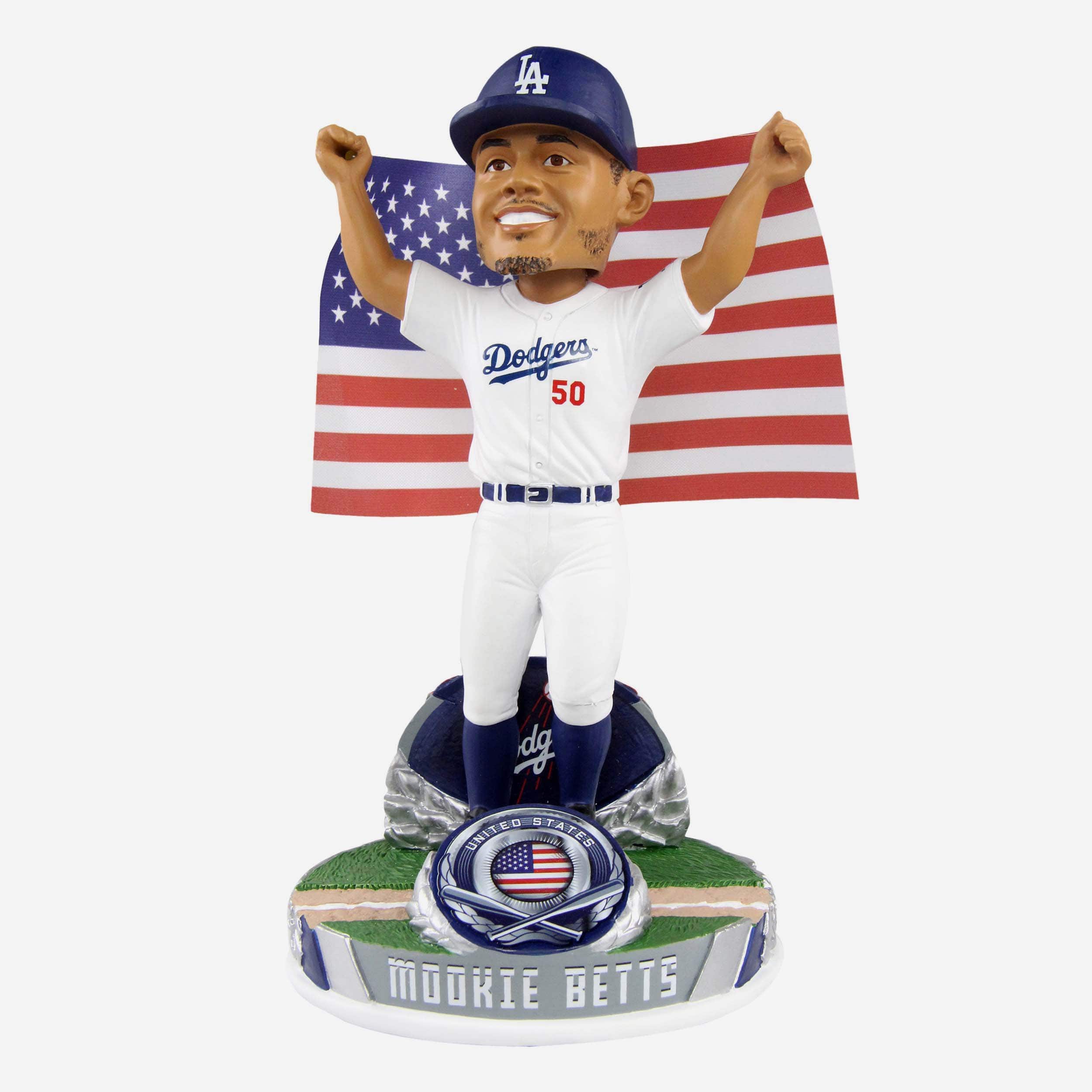 Mookie Betts Los Angeles Dodgers National Flag Bobblehead FOCO