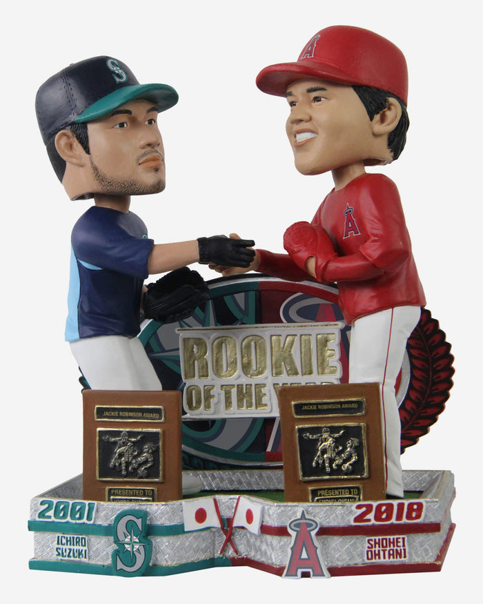 Ichiro Suzuki & Shohei Ohtani Seattle Mariners & Los Angeles Angels 2001 & 2018 AL Rookie Of The Year Dual Bobblehead FOCO - FOCO.com
