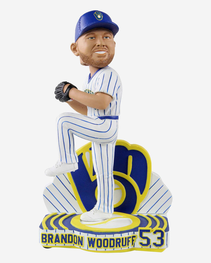 Brandon Woodruff Milwaukee Brewers Retro Jersey Bobblehead Officially Licensed by MLB