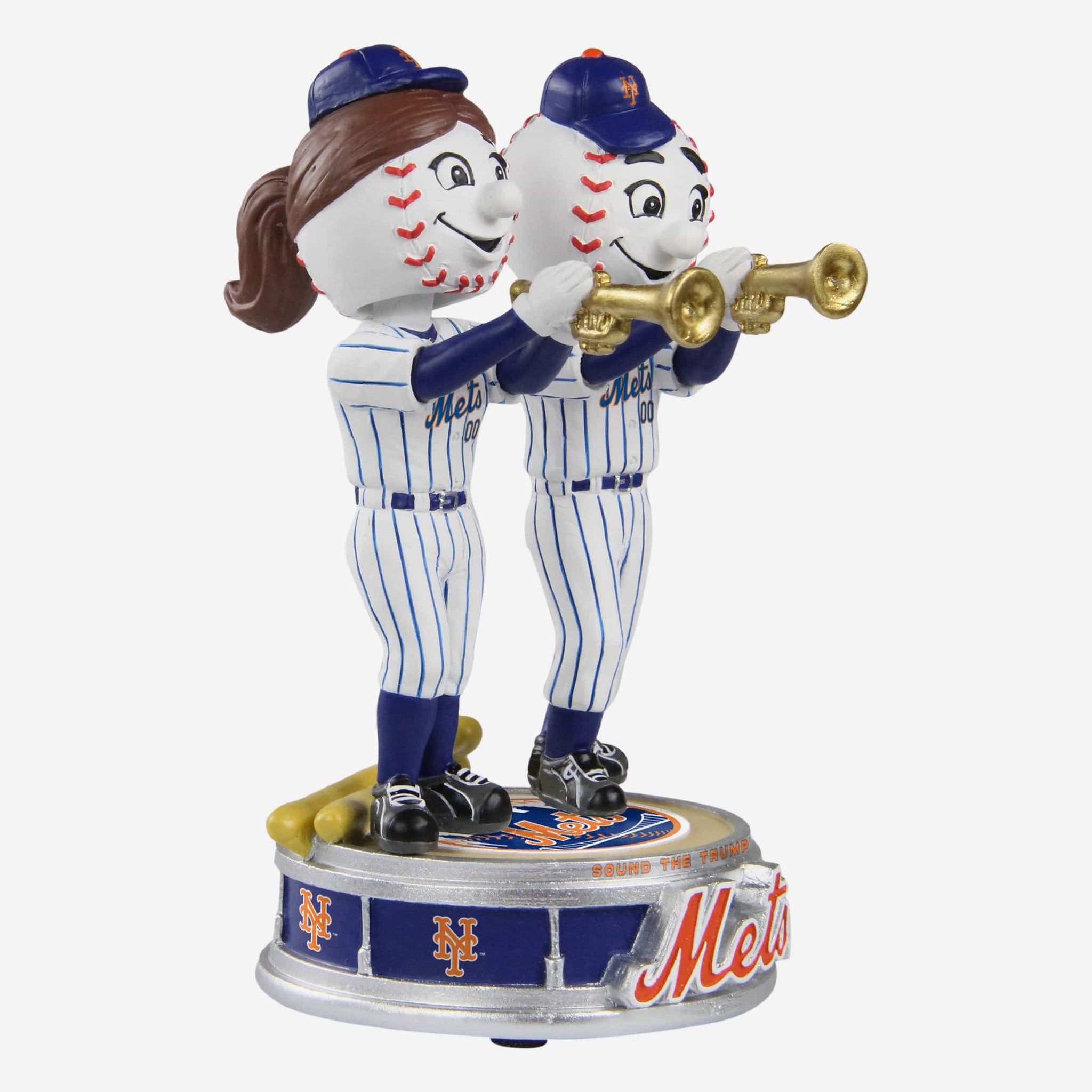Mr Met & Mrs Met New York Mets Trumpet Mini Mascot Bobblehead Scene FOCO