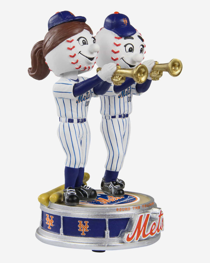 Mr Met & Mrs Met New York Mets Trumpet Mini Mascot Bobblehead Scene FOCO - FOCO.com