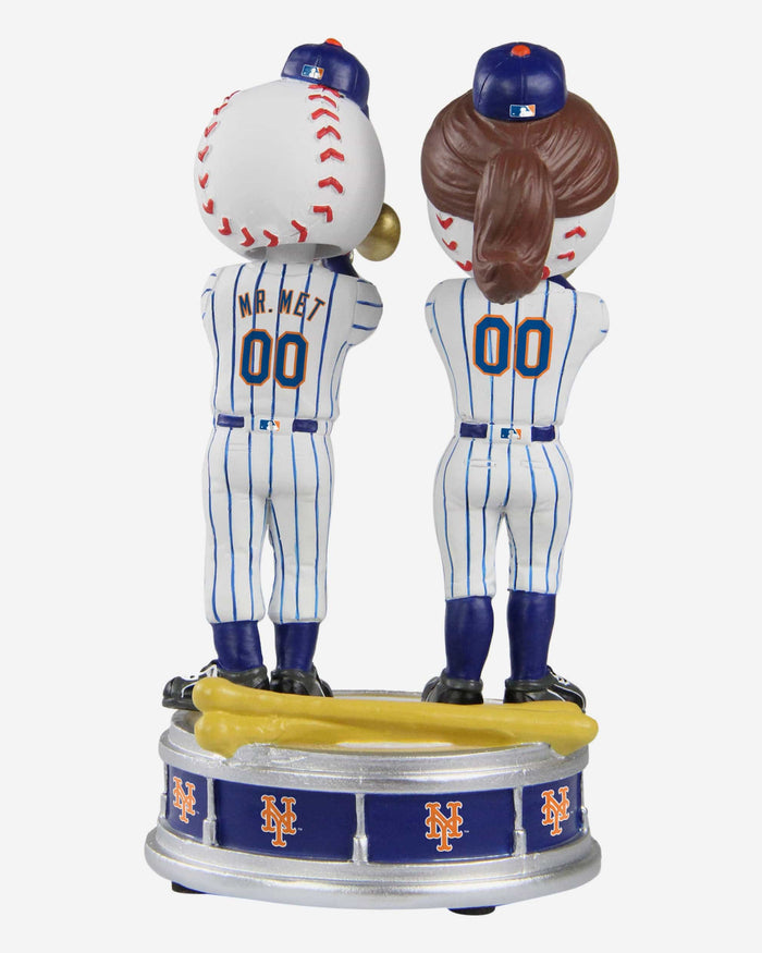 Mr Met & Mrs Met New York Mets Trumpet Mini Mascot Bobblehead Scene FOCO - FOCO.com